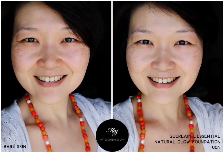guerlain l'essential natural glow foundation 00N before after